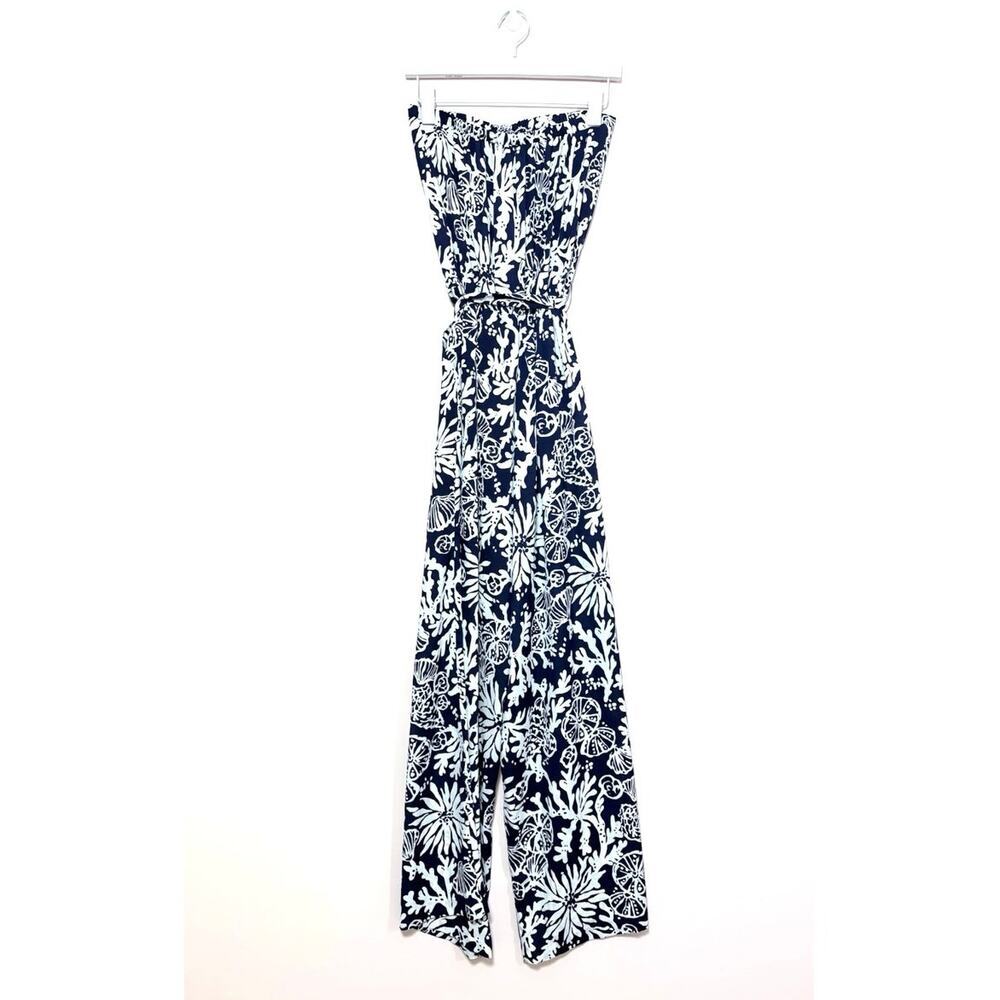 LILLY PULITZER FARRAH JUMPSUIT IN BLUE SIZE MEDIUM - Picture 2 of 7